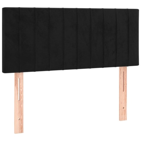 Łóżko kontynentalne z materacem i LED, czarny aksamit 90x200 cm