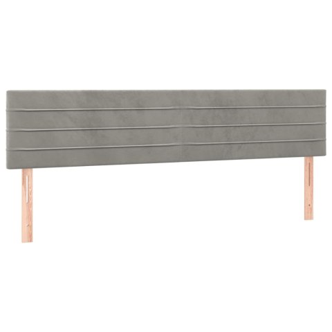 Łóżko kontynentalne z materacem i LED, szare 160x200cm, aksamit
