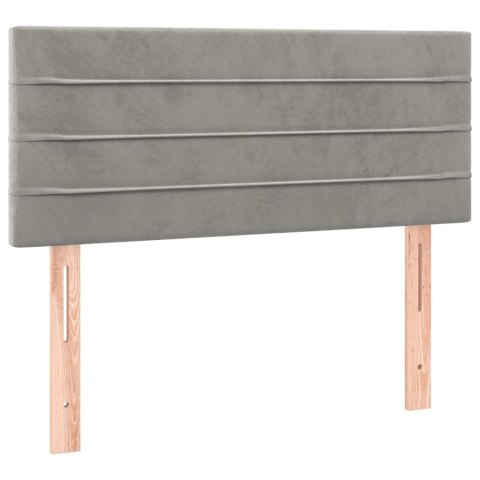 Łóżko kontynentalne z materacem i LED, szare 90x200 cm, aksamit