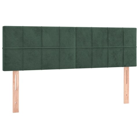 Łóżko kontynentalne z materacem i LED zielony aksamit 140x190cm