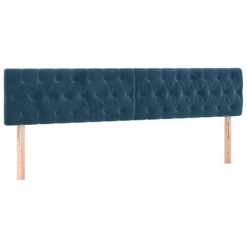 Łóżko kontynentalne, materac i LED, niebieski aksamit 200x200cm