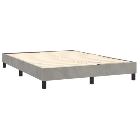 Łóżko kontynentalne z materacem i LED, jasnoszare, 140x190cm, aksamit