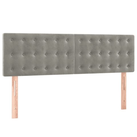 Łóżko kontynentalne z materacem i LED, jasnoszare, 140x190cm, aksamit