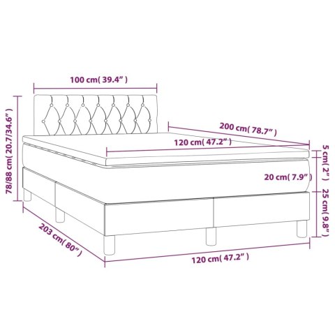 Łóżko kontynentalne z materacem i LED zielony aksamit 120x200cm