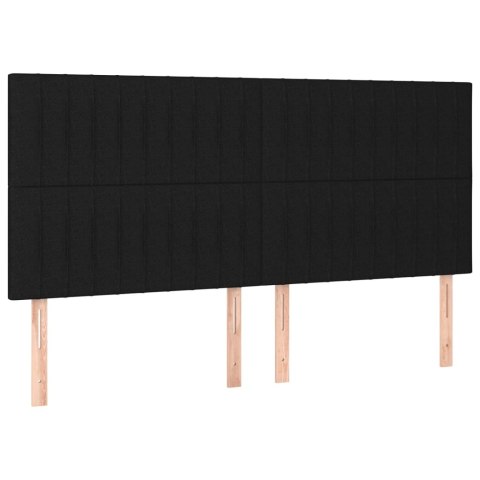 Łóżko kontynentalne z materacem, czarne, 160x200 cm, tkanina