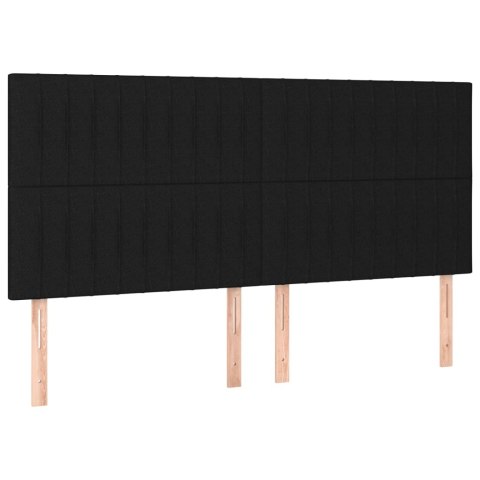 Łóżko kontynentalne z materacem, czarne, 180 x 200 cm, tkanina