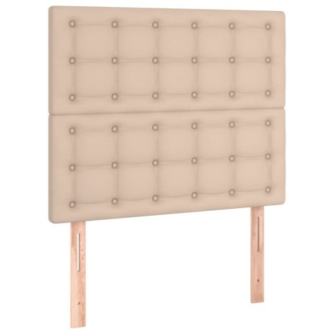 Łóżko kontynentalne, materac i LED cappuccino ekoskóra 90x200cm
