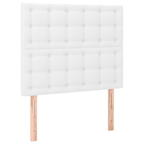 Łóżko kontynentalne z materacem i LED, biała ekoskóra 120x200cm