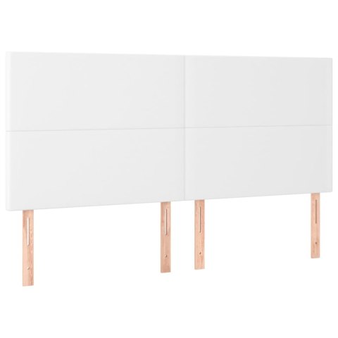 Łóżko kontynentalne z materacem i LED, biała ekoskóra 180x200cm