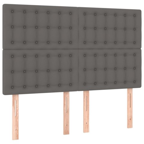 Łóżko kontynentalne z materacem i LED, szara ekoskóra 140x190cm