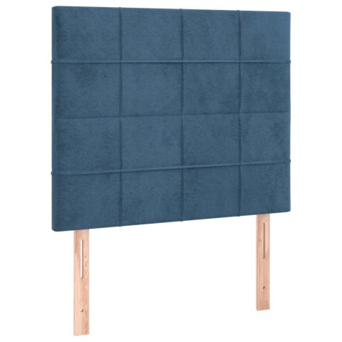 Łóżko kontynentalne, materac i LED, niebieski aksamit 100x200cm