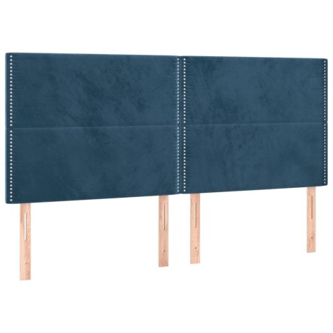 Łóżko kontynentalne, materac i LED, niebieski aksamit 200x200cm