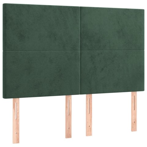 Łóżko kontynentalne z materacem i LED zielony aksamit 140x190cm