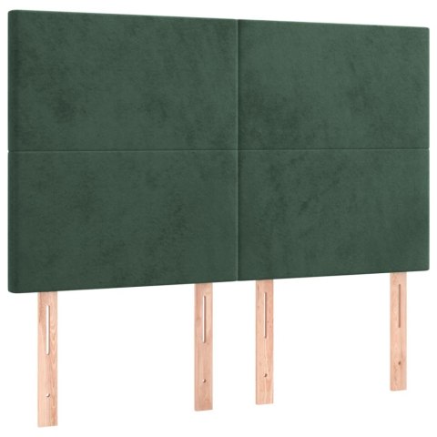 Łóżko kontynentalne z materacem i LED zielony aksamit 140x200cm