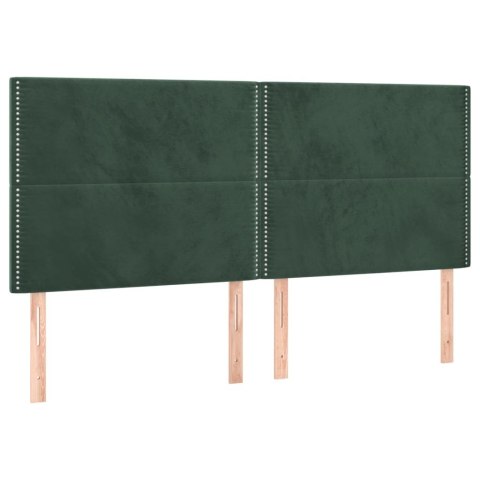 Łóżko kontynentalne z materacem i LED zielony aksamit 180x200cm