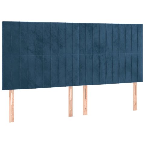 Łóżko kontynentalne, materac i LED, niebieski aksamit 200x200cm