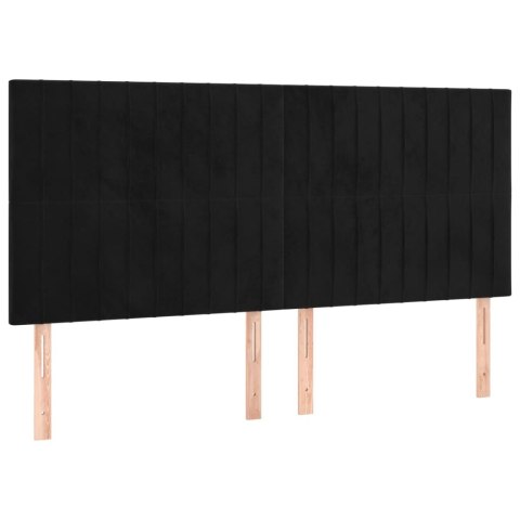 Łóżko kontynentalne z materacem i LED, czarny aksamit 180x200cm