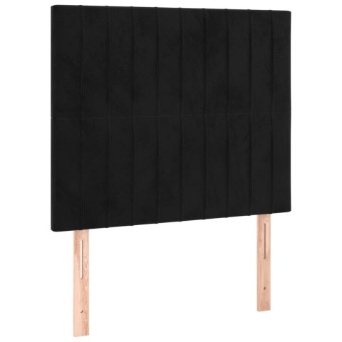 Łóżko kontynentalne z materacem i LED, czarny aksamit 90x200 cm