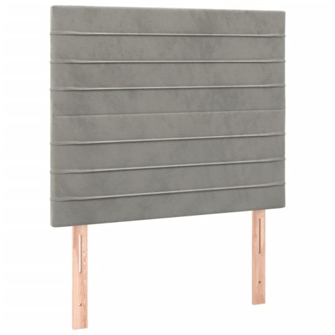 Łóżko kontynentalne z materacem i LED, szare 120x200cm, aksamit