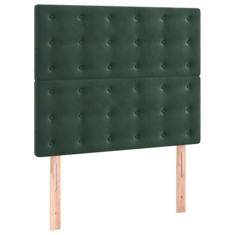 Łóżko kontynentalne z materacem i LED zielony aksamit 90x190 cm