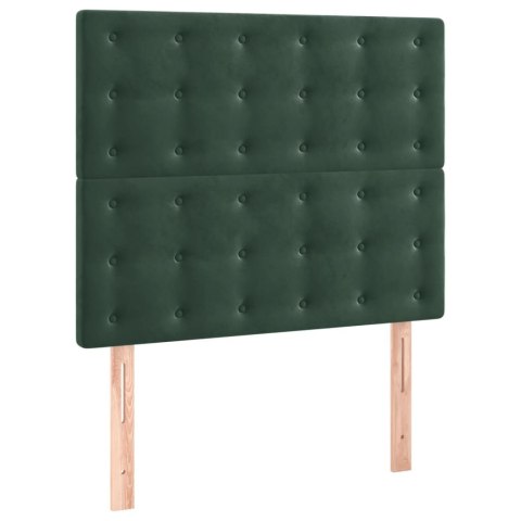 Łóżko kontynentalne z materacem i LED zielony aksamit 90x200 cm