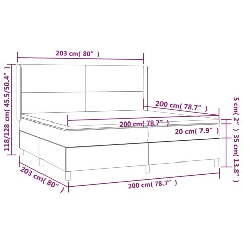 Łóżko kontynentalne z LED, materac, kremowe, ekoskóra 200x200cm