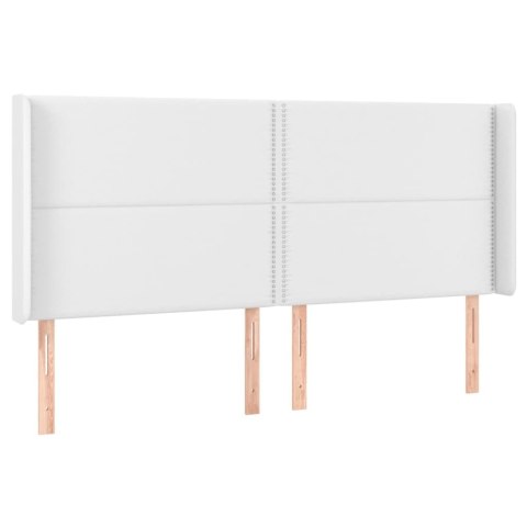 Łóżko kontynentalne z materacem i LED, biała ekoskóra 200x200cm