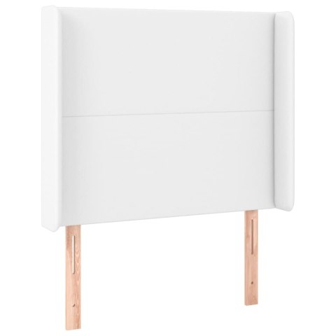 Łóżko kontynentalne z materacem i LED, biała ekoskóra 90x190 cm