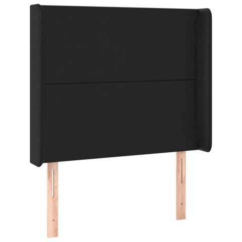 Łóżko kontynentalne z materacem i LED czarna ekoskóra 80x200 cm