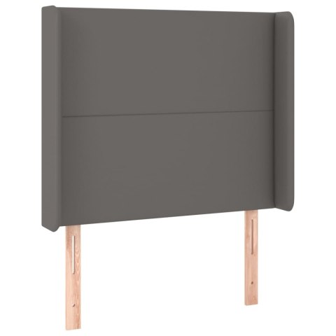 Łóżko kontynentalne z materacem i LED, szara ekoskóra 90x190 cm