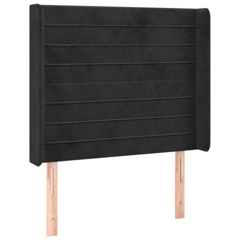 Łóżko kontynentalne z materacem i LED, czarny aksamit 90x200 cm