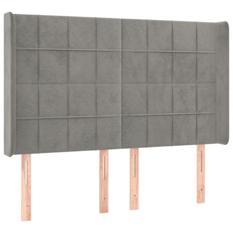 Łóżko kontynentalne z materacem i LED, szare 140x200cm, aksamit