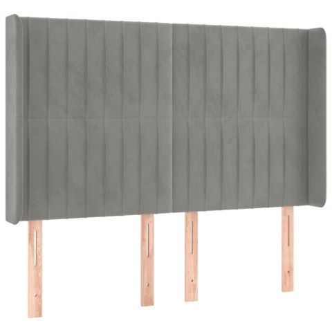 Łóżko kontynentalne z materacem i LED, szare 140x200cm, aksamit
