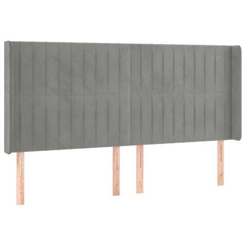 Łóżko kontynentalne z materacem i LED, szare 160x200cm, aksamit