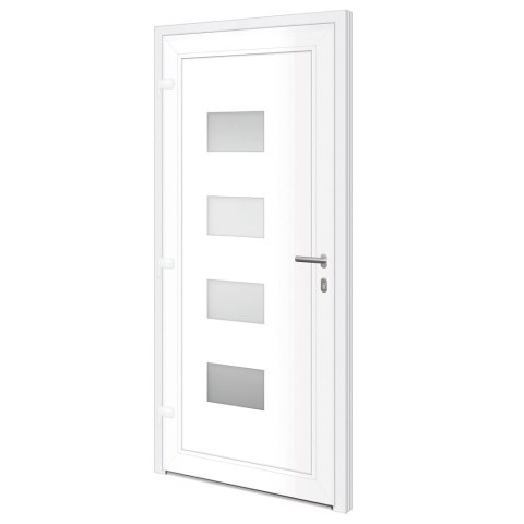 Drzwi wejściowe, antracytowe, 100x210 cm, aluminium i PVC