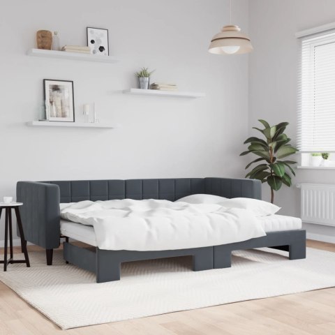 Sofa rozsuwana z materacami, ciemnoszara, 80x200 cm, aksamit