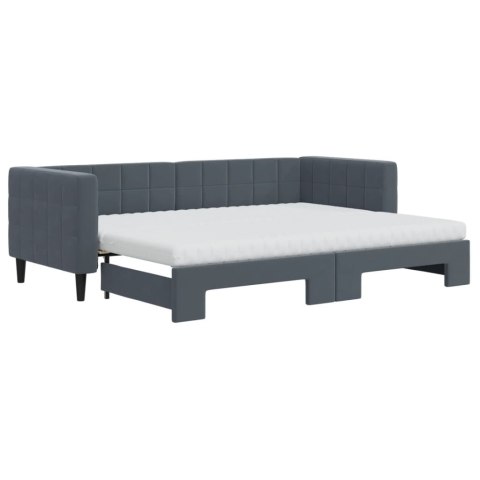 Sofa rozsuwana z materacami, ciemnoszara, 80x200 cm, aksamit