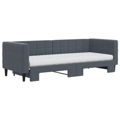 Sofa rozsuwana z materacami, ciemnoszara, 80x200 cm, aksamit