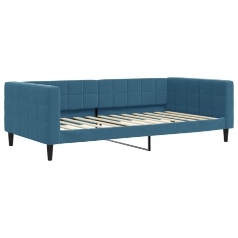 Sofa rozsuwana z materacami, niebieska, 100x200 cm, aksamit