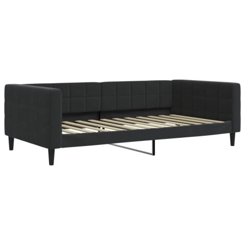 Sofa rozsuwana z szufladami, czarna, 100x200 cm, aksamit