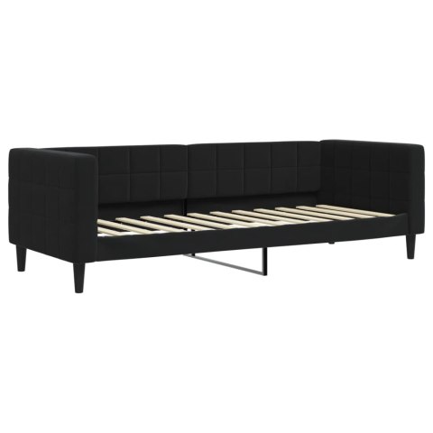 Sofa rozsuwana z szufladami, czarna, 80x200 cm, aksamit