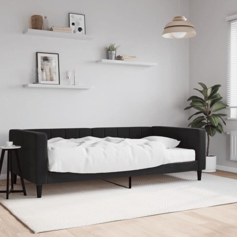 Sofa z materacem do spania, czarna, 100x200 cm, aksamit