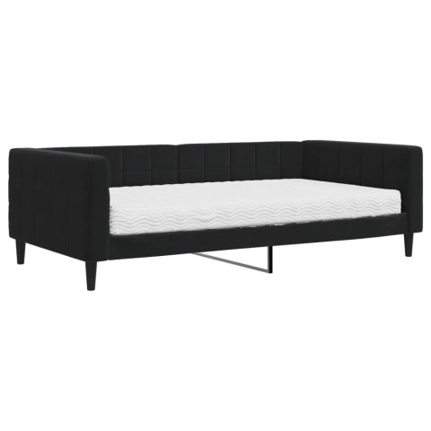 Sofa z materacem do spania, czarna, 100x200 cm, aksamit