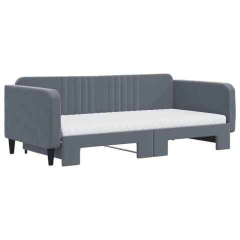 Sofa rozsuwana z materacami, ciemnoszara, 100x200 cm, aksamit