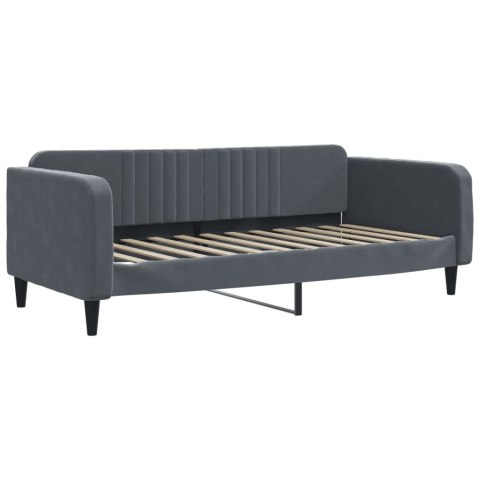 Sofa rozsuwana z materacami, ciemnoszara, 100x200 cm, aksamit