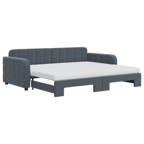 Sofa rozsuwana z materacami, ciemnoszara, 90x200 cm, aksamit