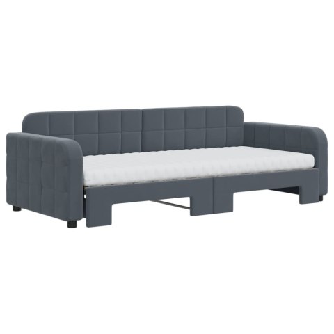 Sofa rozsuwana z materacami, ciemnoszara, 90x200 cm, aksamit