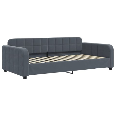 Sofa rozsuwana z materacami, ciemnoszara, 90x200 cm, aksamit