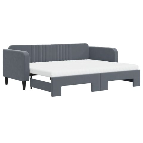 Sofa rozsuwana z materacami, ciemnoszara, 90x200 cm, aksamit