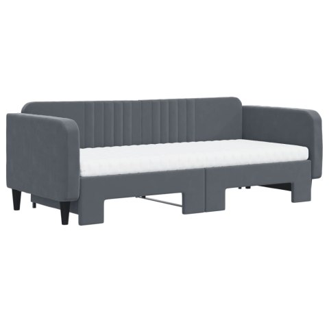 Sofa rozsuwana z materacami, ciemnoszara, 90x200 cm, aksamit